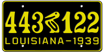 1939 LOUISIANA STATE LICENSE PLATE--