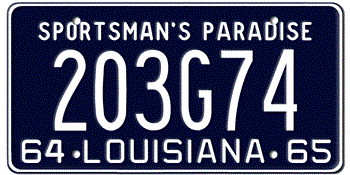 1964 LOUISIANA STATE LICENSE PLATE-- - This plate also used in 1965