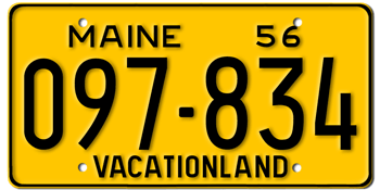 1956 MAINE STATE LICENSE PLATE-- - This plate also used in years 57, 58, 59, 60, and 61