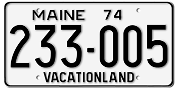 1974 MAINE STATE LICENSE PLATE-- - This plate also used in years 1975 and 1976