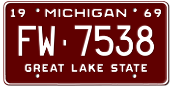 1969 MICHIGAN STATE LICENSE PLATE--