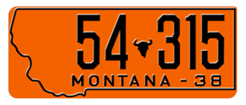 1938 MONTANA STATE LICENSE PLATE - 