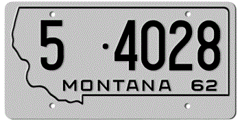 1962 MONTANA STATE LICENSE PLATE - 