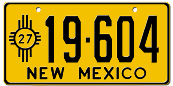1927 NEW MEXICO STATE LICENSE PLATE--
