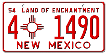 1954 NEW MEXICO STATE LICENSE PLATE--