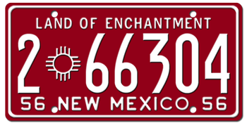1956 NEW MEXICO STATE LICENSE PLATE--