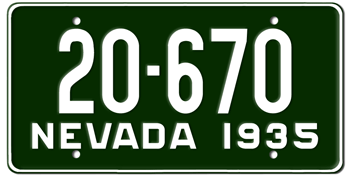 1935 NEVADA STATE LICENSE PLATE--