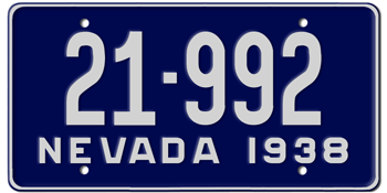 1938 NEVADA STATE LICENSE PLATE--