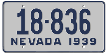 1939 NEVADA STATE LICENSE PLATE--