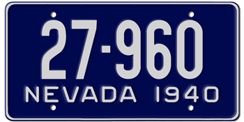 1940 NEVADA STATE LICENSE PLATE--