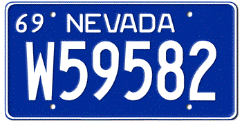 1969 NEVADA STATE LICENSE PLATE-- - This plate also used in 1970