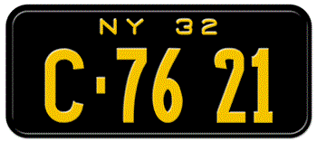 1932 NEW YORK STATE LICENSE PLATE--