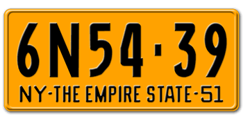1951 NEW YORK STATE LICENSE PLATE--