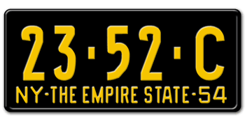 1954 NEW YORK STATE LICENSE PLATE--