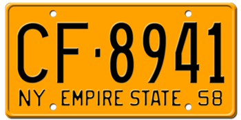 1958 NEW YORK STATE LICENSE PLATE--