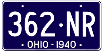 1940 OHIO STATE LICENSE PLATE--