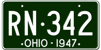 1947 OHIO STATE LICENSE PLATE--