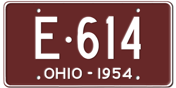 1954 OHIO STATE LICENSE PLATE--