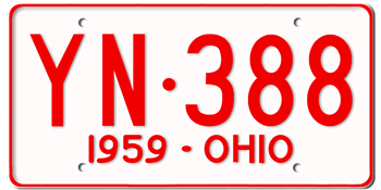 1959 OHIO STATE LICENSE PLATE--
