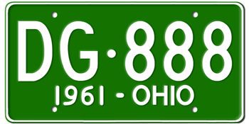 1961 OHIO STATE LICENSE PLATE--