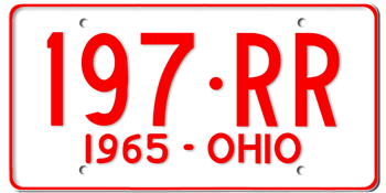 1965 OHIO STATE LICENSE PLATE--