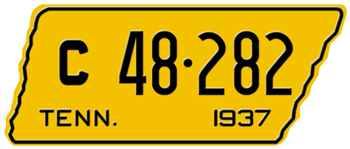 1937 TENNESSEE STATE LICENSE PLATE - 