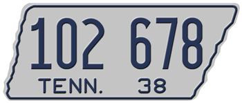 1938 TENNESSEE STATE LICENSE PLATE - 