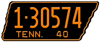 1940 TENNESSEE STATE LICENSE PLATE - 