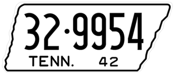 1942 TENNESSEE STATE LICENSE PLATE - 