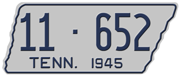 1945 TENNESSEE STATE LICENSE PLATE - 