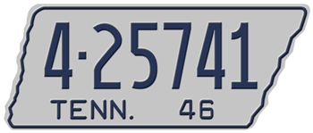 1946 TENNESSEE STATE LICENSE PLATE - 