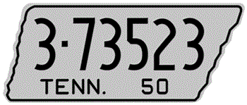 1950 TENNESSEE STATE LICENSE PLATE - 