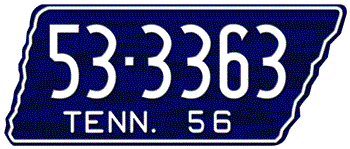 1956 TENNESSEE STATE LICENSE PLATE - 