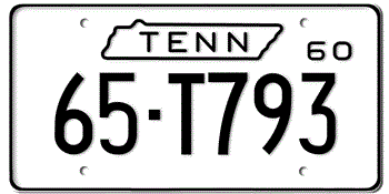 1960 TENNESSEE STATE LICENSE PLATE - 