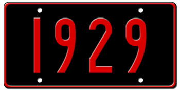 YEAR BUILT U.S.A. STYLE 2074 BLACK LICENSE PLATE - Personalized with the year of the manufacture in red