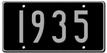 YEAR BUILT U.S.A. STYLE 2073 BLACK LICENSE PLATE - Personalized with the year of the manufacture in silver