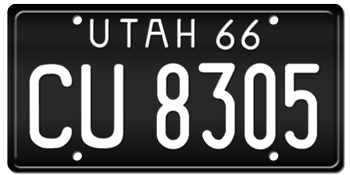 1966 UTAH STATE REFLECTIVE BLACK LICENSE PLATE--
