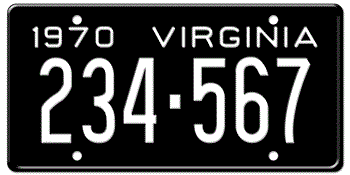 1970 VIRGINIA STATE LICENSE PLATE--
