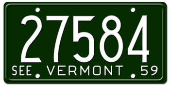 1959 VERMONT STATE LICENSE PLATE--