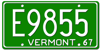 1967 VERMONT STATE LICENSE PLATE--