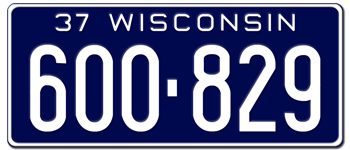 1937 WISCONSIN STATE LICENSE PLATE--