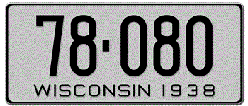 1938 WISCONSIN STATE LICENSE PLATE--