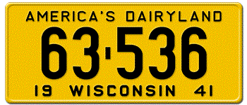 1941 WISCONSIN STATE LICENSE PLATE--