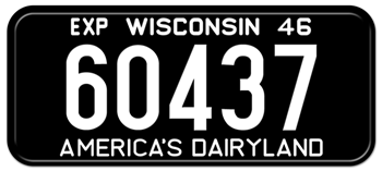 1946 WISCONSIN STATE LICENSE PLATE--