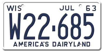 1963 WISCONSIN STATE LICENSE PLATE--