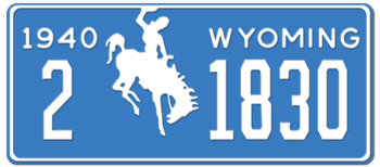1940 WYOMING STATE LICENSE PLATE - 