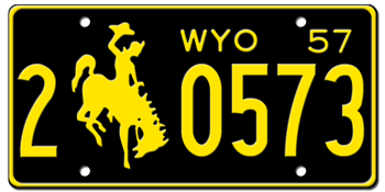 1957 WYOMING STATE LICENSE PLATE - 