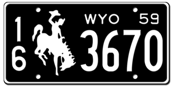 1959 WYOMING STATE LICENSE PLATE - 