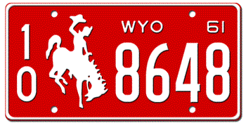 1961 WYOMING STATE LICENSE PLATE - 