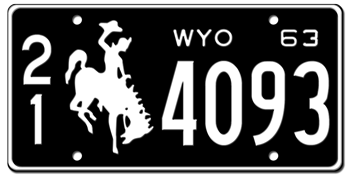 1963 WYOMING STATE LICENSE PLATE - 